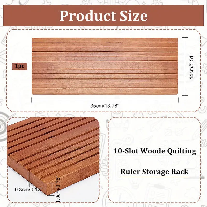 Large Wooden Sewing and Quilting Ruler Rack
