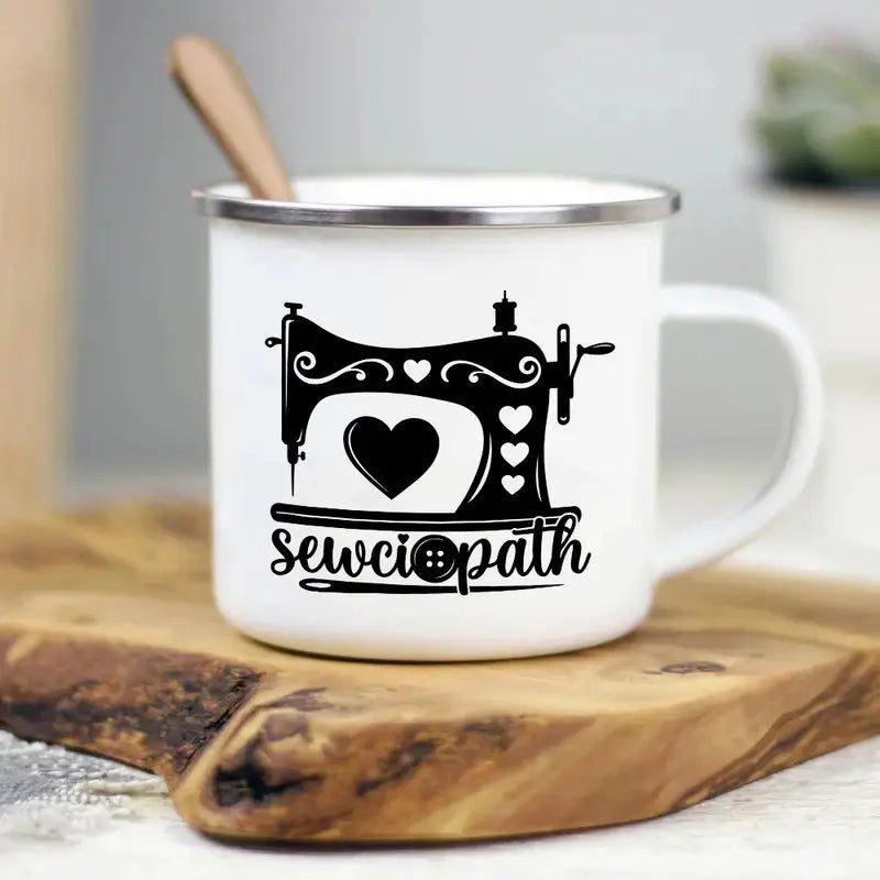 12oz Enamel Sewing & Quilting Themed Mugs - Multi Design