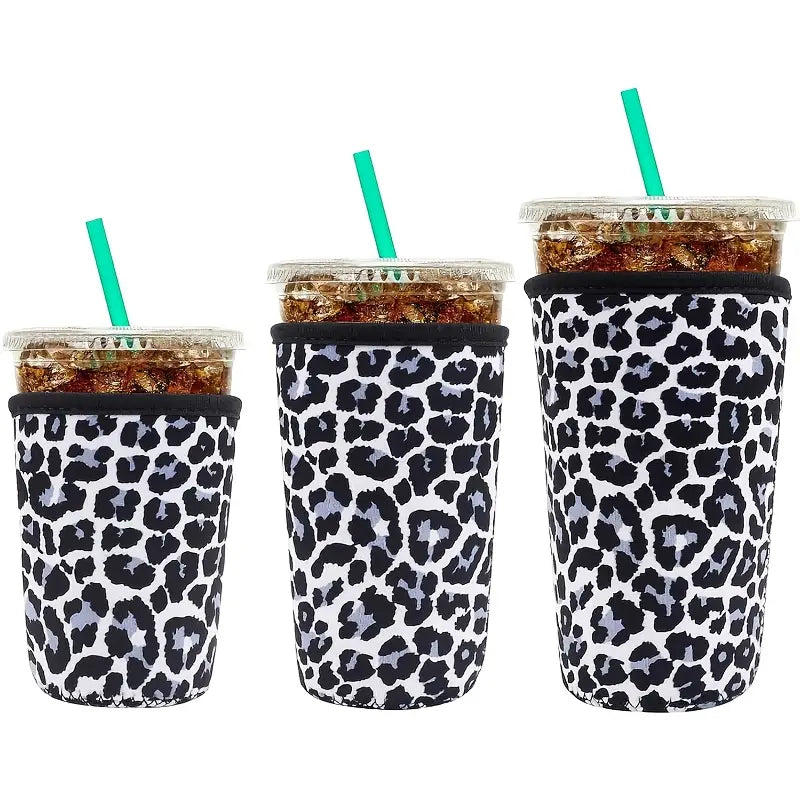 Black & White Leopard Print Insulated Cup Sleeve (hot & cold)