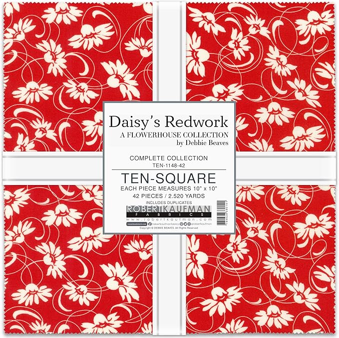 Daisy's Redwork Plus Panel By Debbie Beaves For Robert Kaufman