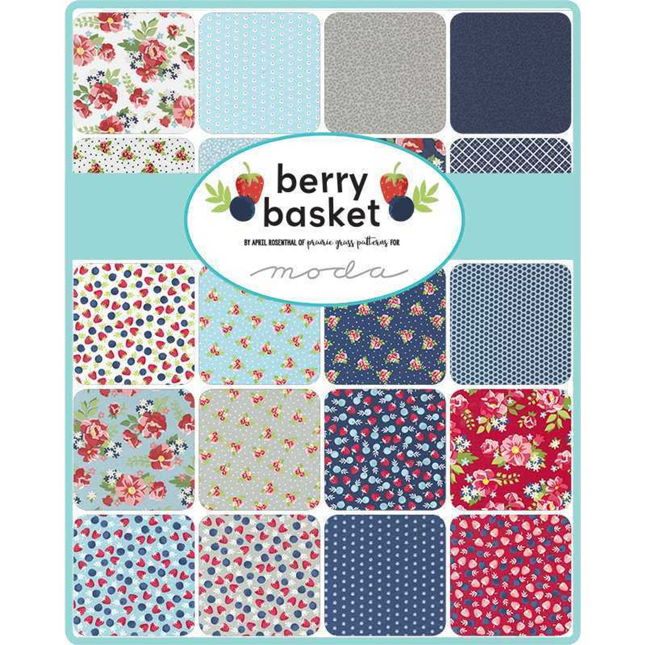 Berry Basket Layer Cake 10" Squares Fabric by April Rosenthal