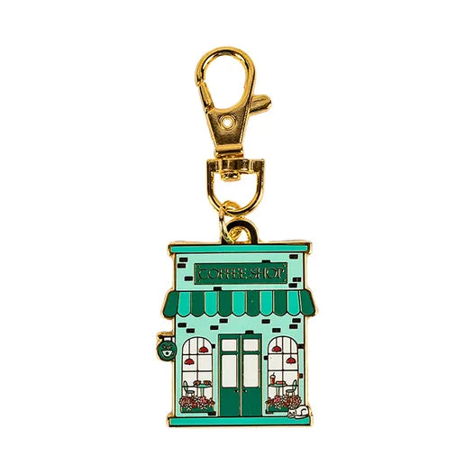 Coffee Shop Main Street Enamel Charm