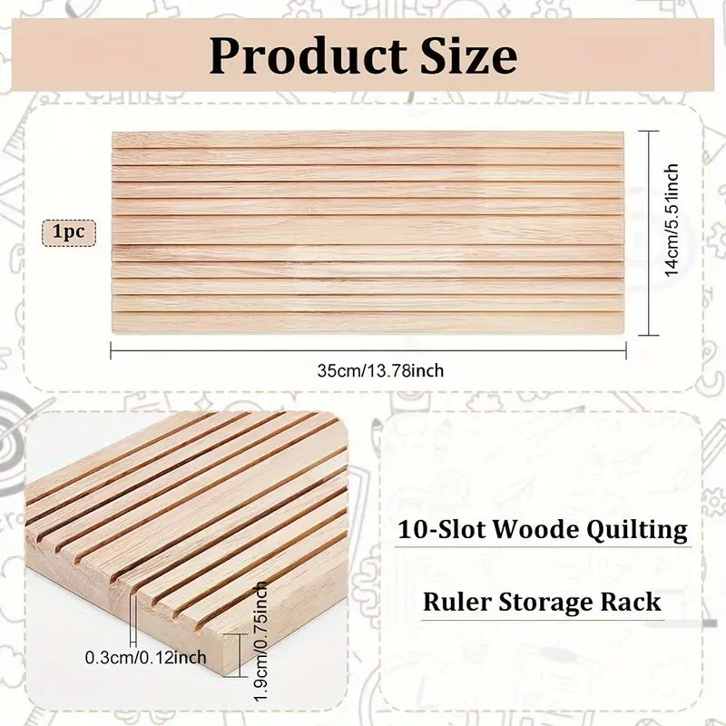 Large Wooden Sewing and Quilting Ruler Rack