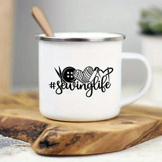 12oz Enamel #Sewinglife Coffee Mug