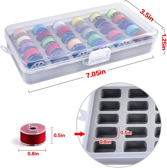 30-Slot Plastic Bobbin Organizer Box with Memory Foam