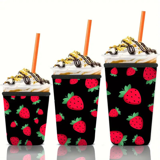 Strawberry Print Insulated Cup Sleeve (hot & cold)