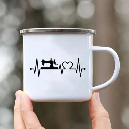 12oz Enamel Sewing Rhythm Coffee Mug