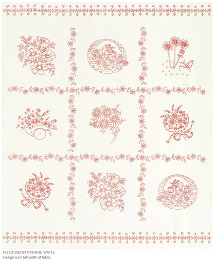 Daisy's Redwork Plus Panel By Debbie Beaves For Robert Kaufman